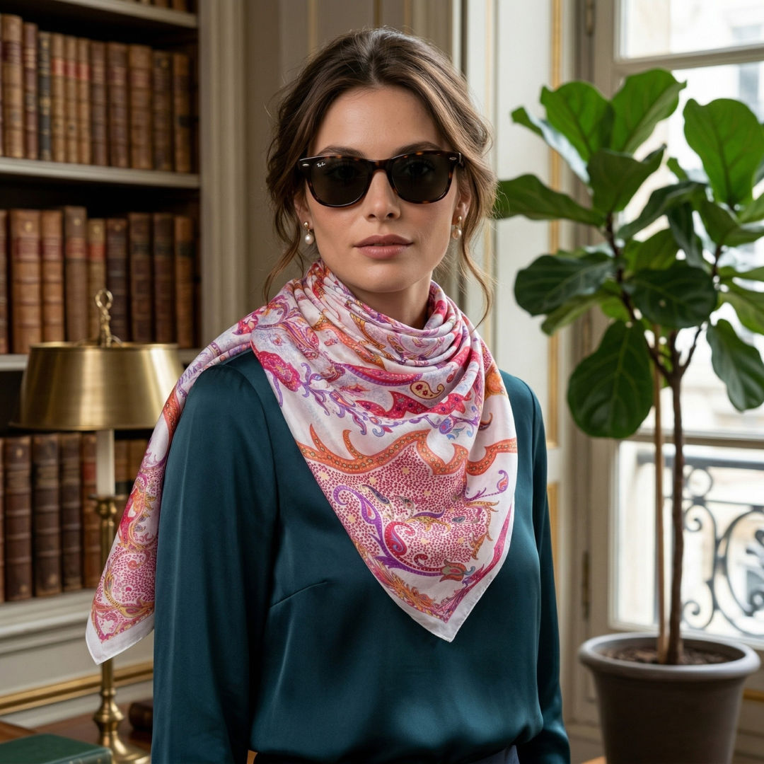 Indian Paisley Fusion Print Scarf